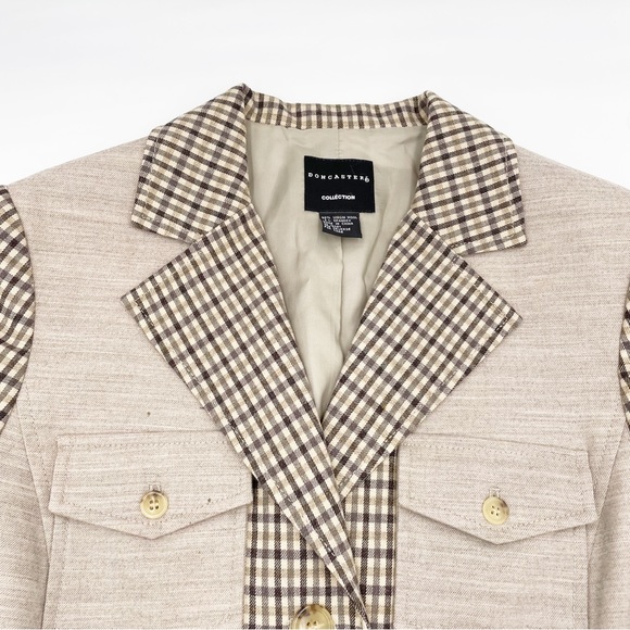 Doncaster Collection Women's Virgin Wool Tan Plaid Equestrian Style Jacket Sz 12 - Picture 5 of 13